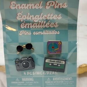 Retro Enamel Pin Set for Kids, Teens Or Adults - Sunglasses Camera Cassette Tape